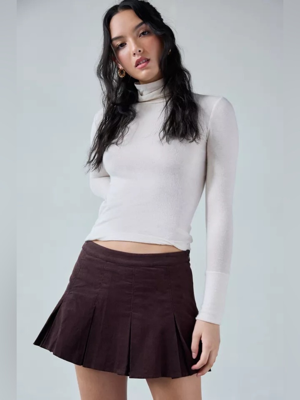 NWT Motel Rocks Sejuani Cord Mini Skirt In Bitter Chocolate Brown Large